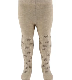 Børn Minymo Strømpebukser|Strømpebukser - 2-pak - Shell/beige m. Sløjfer