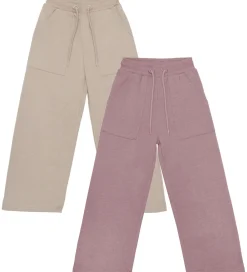 Børn Minymo Basis|Sweatpants - 2-pak - Elderberry/Rainy Day