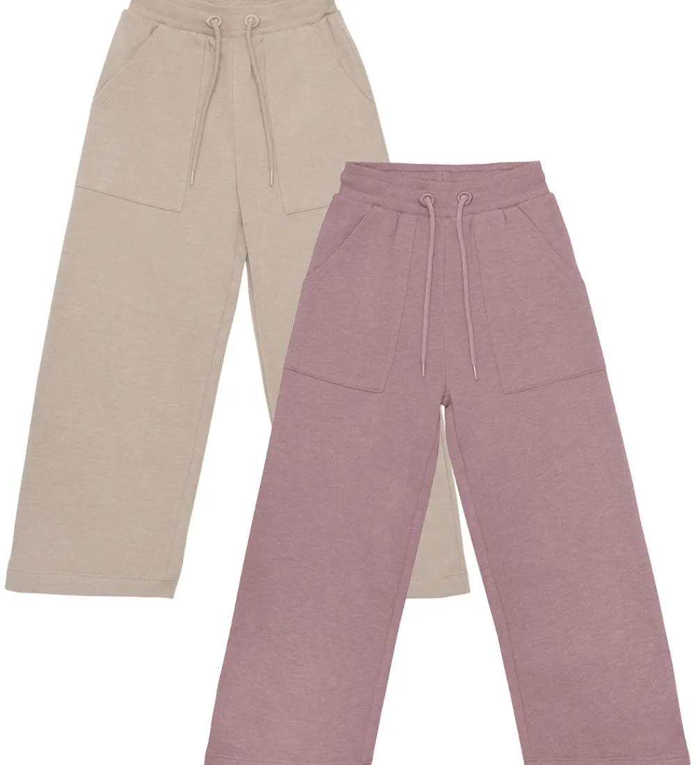 Børn Minymo Basis|Sweatpants - 2-pak - Elderberry/Rainy Day