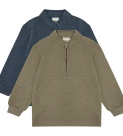 Børn Minymo Basis|Sweatshirt m. Lynlås - 2-pak - Vetiver