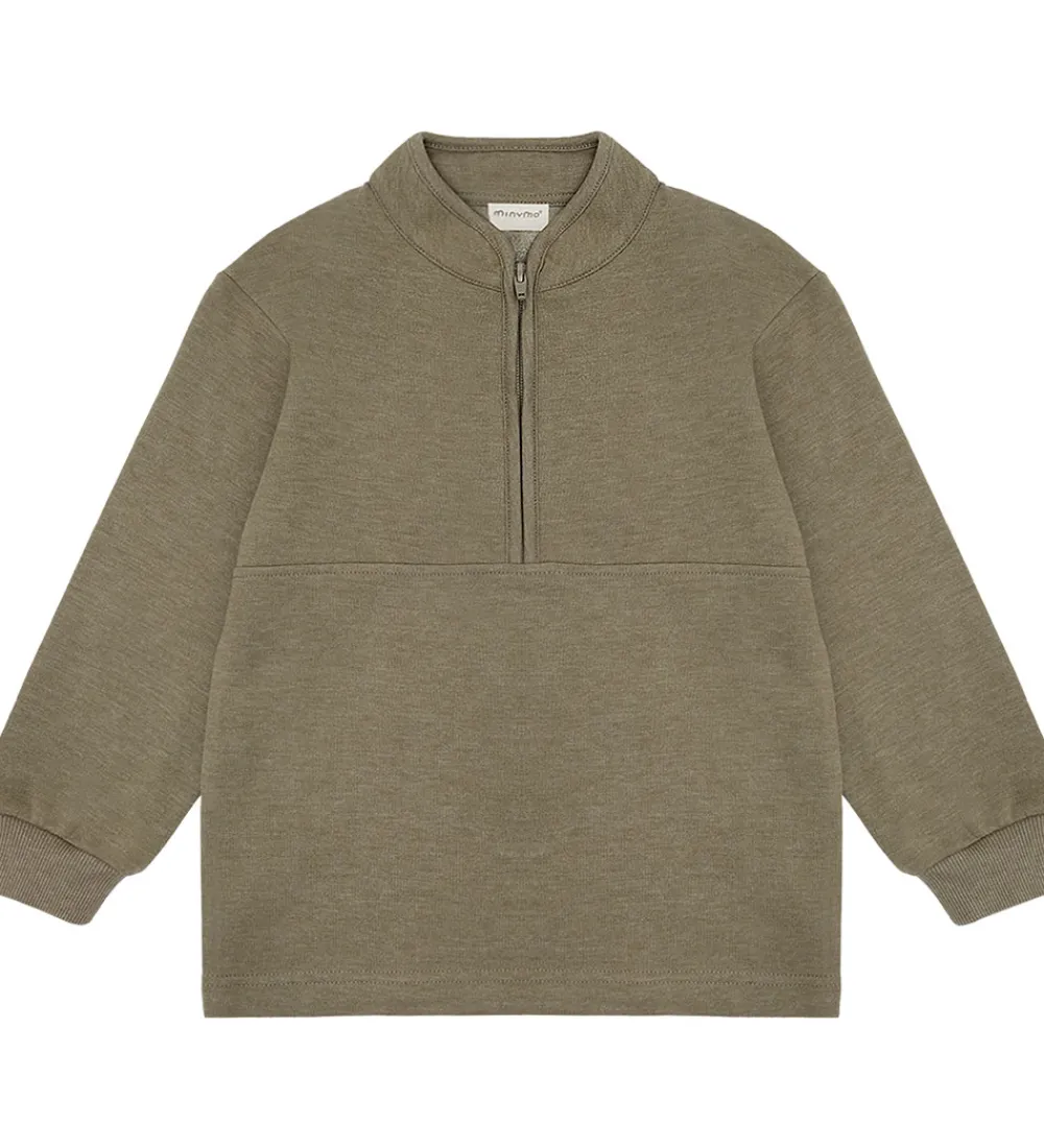 Børn Minymo Basis|Sweatshirt m. Lynlås - 2-pak - Vetiver