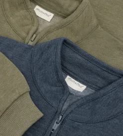 Børn Minymo Basis|Sweatshirt m. Lynlås - 2-pak - Vetiver