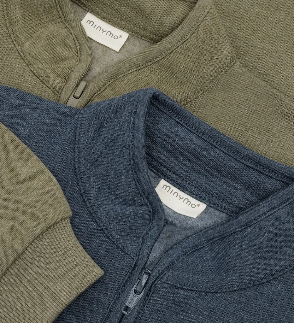 Børn Minymo Basis|Sweatshirt m. Lynlås - 2-pak - Vetiver