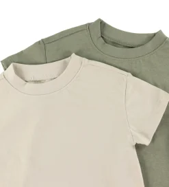 Børn Minymo Basis|T-shirts - Loose Fit - 2-pak - Vetiver