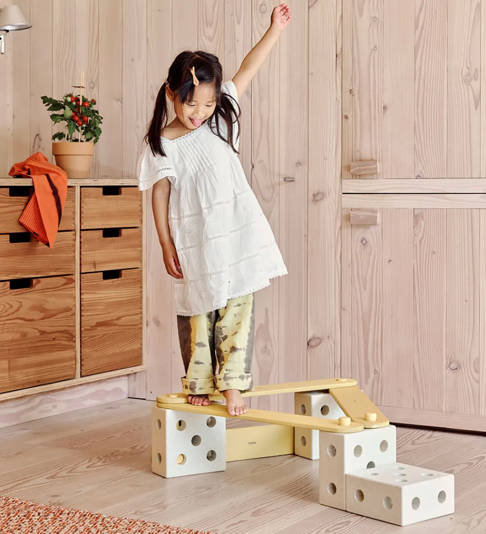 MODU Motorisk Legetøj|Aktivitetslegetøj|Balance Track - 17 Dele - Sand Grey/Honey Yellow