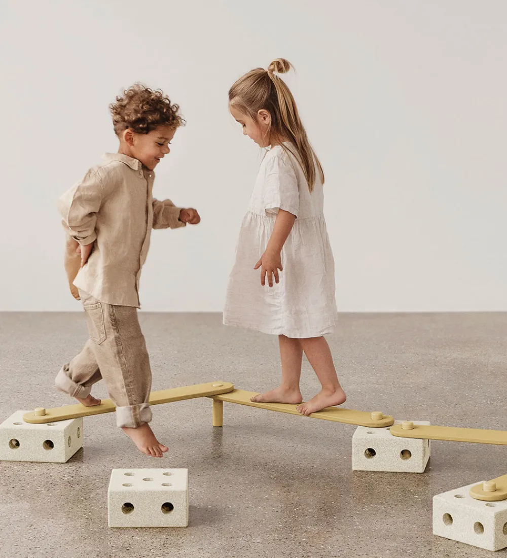 MODU Motorisk Legetøj|Aktivitetslegetøj|Balance Track - 17 Dele - Sand Grey/Honey Yellow