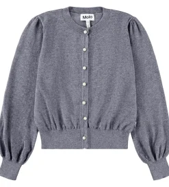 Børn Molo Striktrøjer>Cardigan - Strik - Uld/Bomuld - Guinevere - Grey Melange