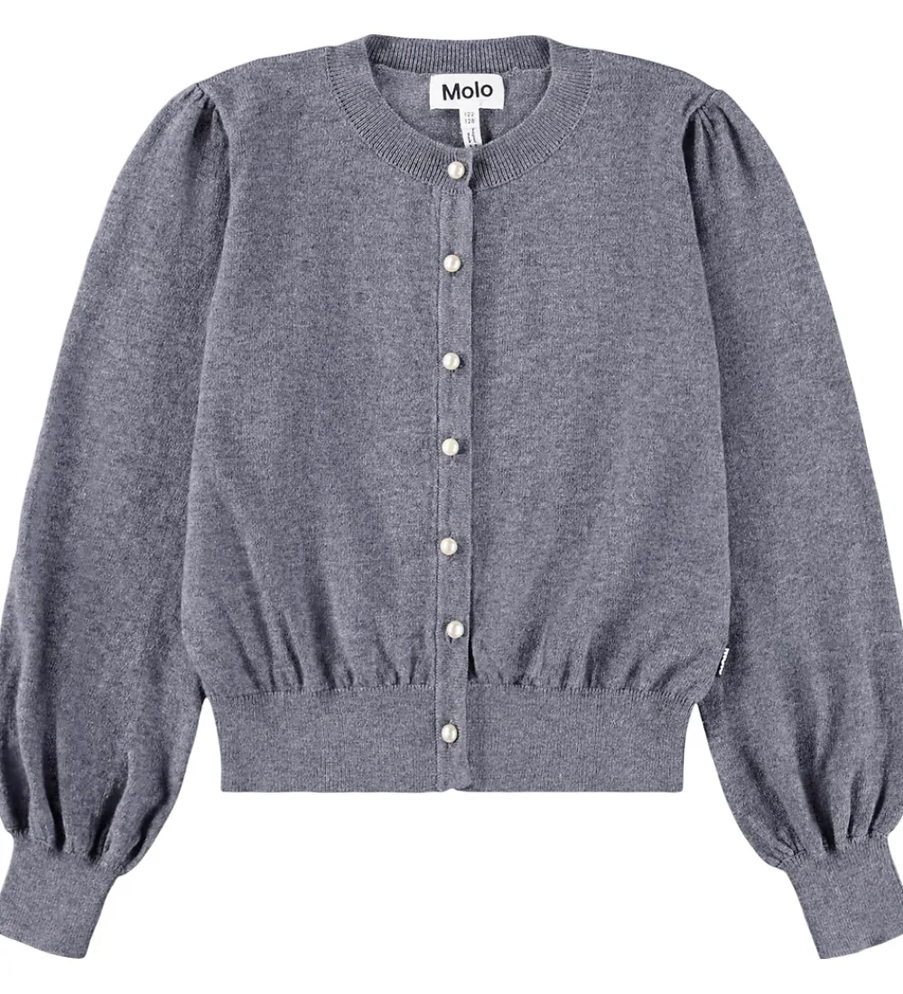 Børn Molo Striktrøjer>Cardigan - Strik - Uld/Bomuld - Guinevere - Grey Melange