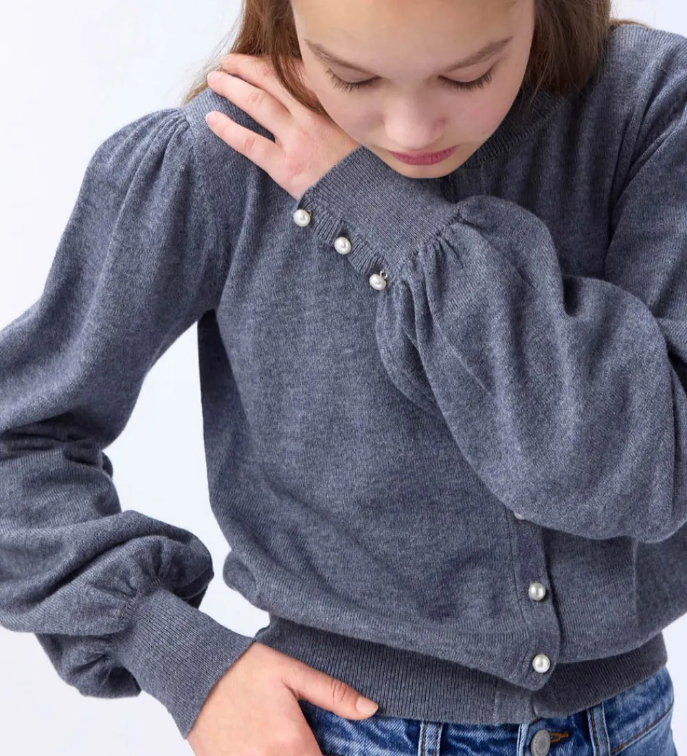 Børn Molo Striktrøjer>Cardigan - Strik - Uld/Bomuld - Guinevere - Grey Melange