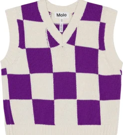 Børn Molo Veste|Vest - Strik - Gitta - Purple Shell Check