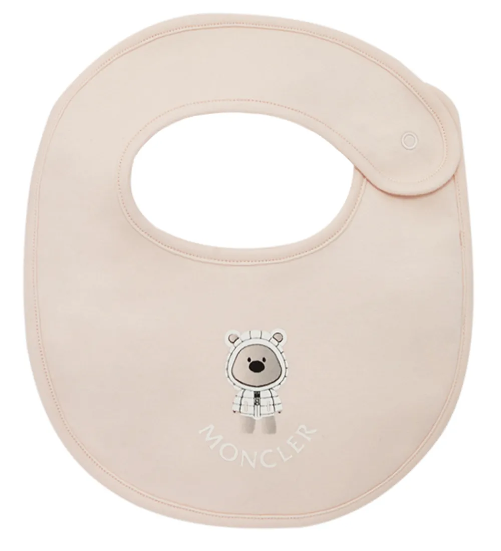 Moncler Savlesmække>Sæt - Hue/Savlesmæk/Body l/æ - Light Pink m. Bamse