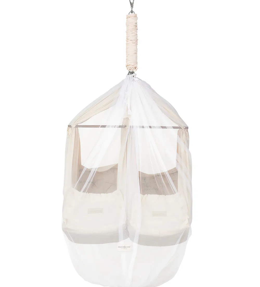 Moonboon Senge|Barnevognsudstyr|Myggenet Til Vugge og Tvillingeslyngevugge - Hvid