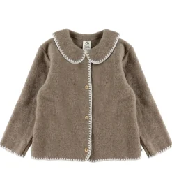 Børn Müsli Basis|Cardigan - Uldfleece - Brown Melange