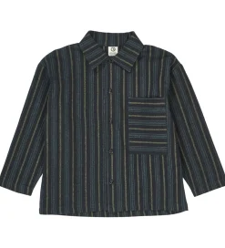 Børn Müsli Skjorter>Skjorte - Stripe - Night Blue/Moss/Stormy Blue