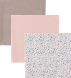 Müsli Stofbleer|Pusletid|Stofbleer - 3-pak - 75x75 - Balsam Cream/Peony/Jasmin Blue