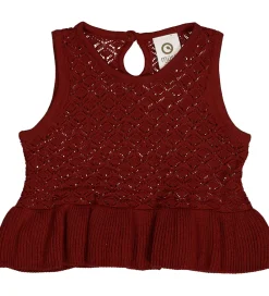 Børn Müsli Veste|Vest - Knit Scallop - Russet m. Hulmønster