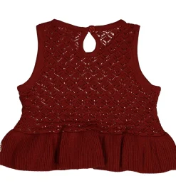 Børn Müsli Veste|Vest - Knit Scallop - Russet m. Hulmønster