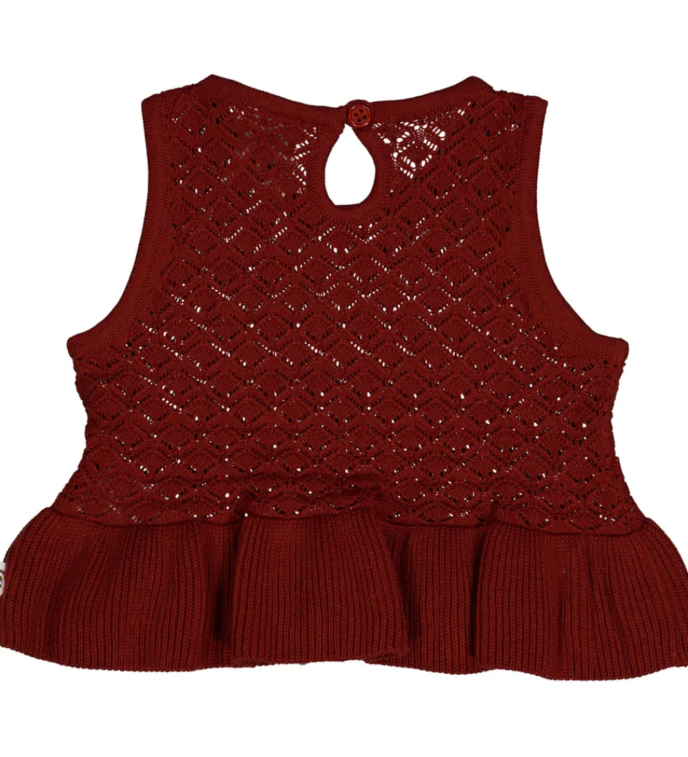 Børn Müsli Veste|Vest - Knit Scallop - Russet m. Hulmønster