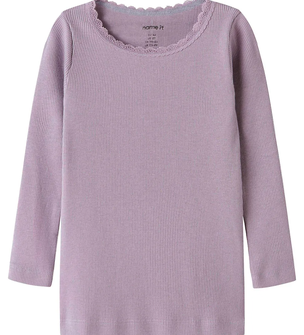 Børn Name It Bluser|Bluse - Rib - Noos - NmfKab - Lavender Gray