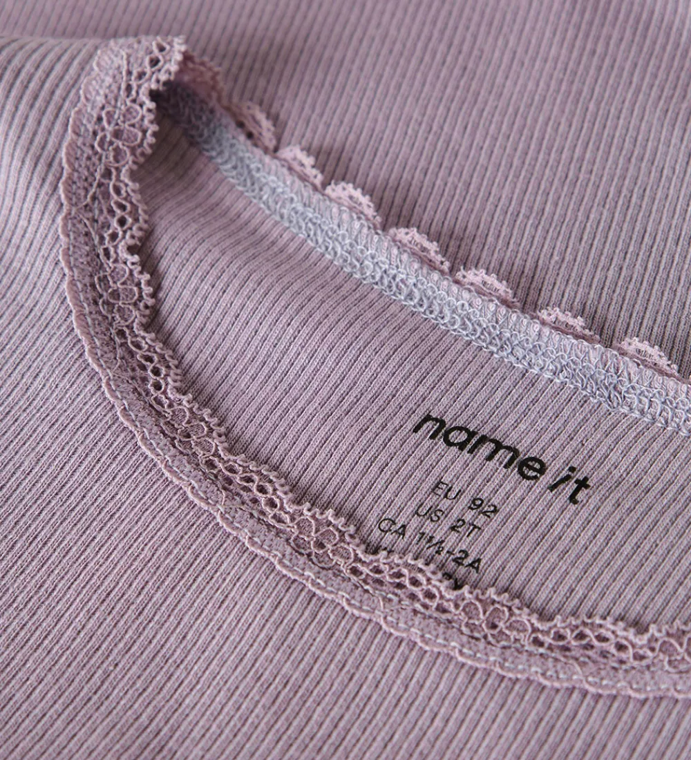 Børn Name It Bluser|Bluse - Rib - Noos - NmfKab - Lavender Gray