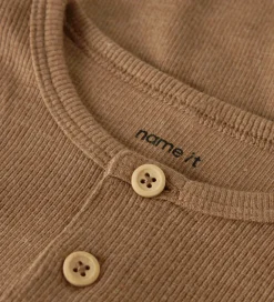 Børn Name It Bluser|Drengetøj>Bluser - Rib - NbmKab - Toasted Coconut/Melange