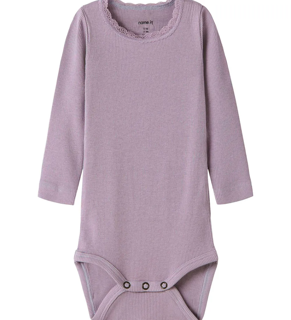Børn Name It Bodyer>Body l/æ - Noos - Rib - NbfKab - Lavender Gray