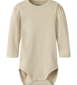 Børn Name It Juletøj|Bodyer>Body l/æ - Rib - NbfRosally - Cement m. Glimmer