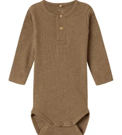 Børn Name It Bodyer|Drengetøj|Body l/æ - Rib - NbmKab - Toasted Coconut/Melange