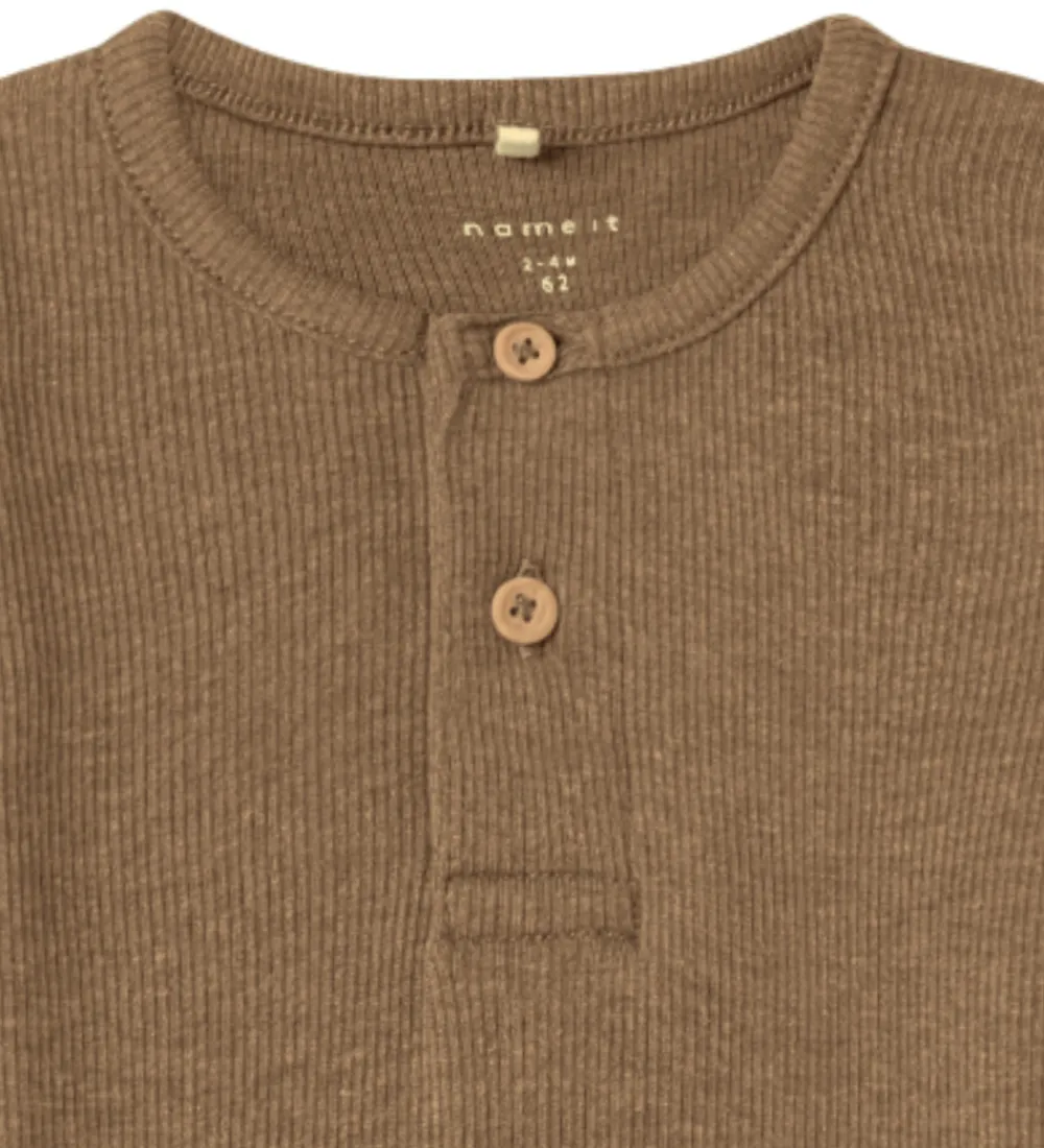 Børn Name It Bodyer|Drengetøj|Body l/æ - Rib - NbmKab - Toasted Coconut/Melange