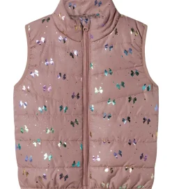 Børn Name It Veste|Dunveste Og Dyneveste|Dynevest - NmfMylane - Woodrose m. Sløfer