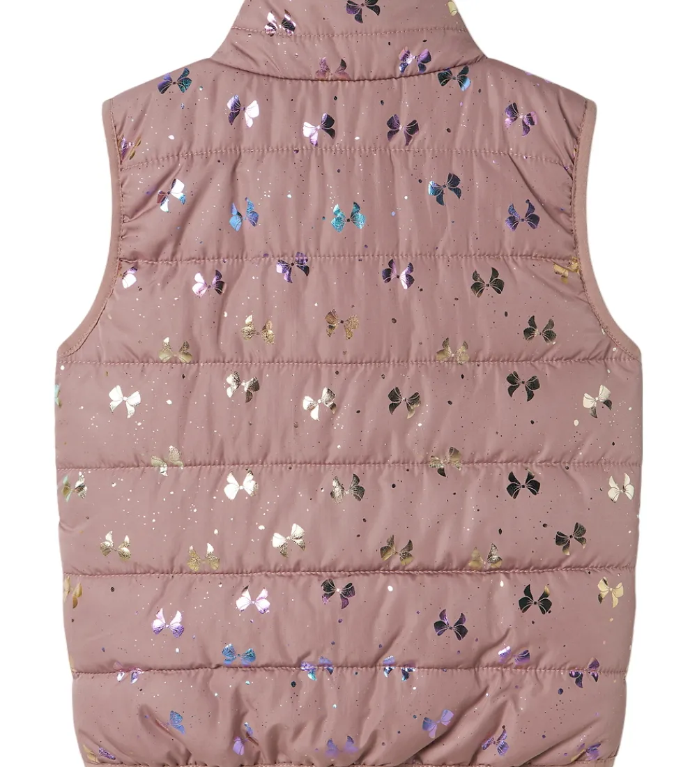 Børn Name It Veste|Dunveste Og Dyneveste|Dynevest - NmfMylane - Woodrose m. Sløfer