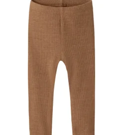 Børn Name It Leggings|Unisex-Tøj>Leggings - Rib - NbnKab - Toasted Coconut/Melange