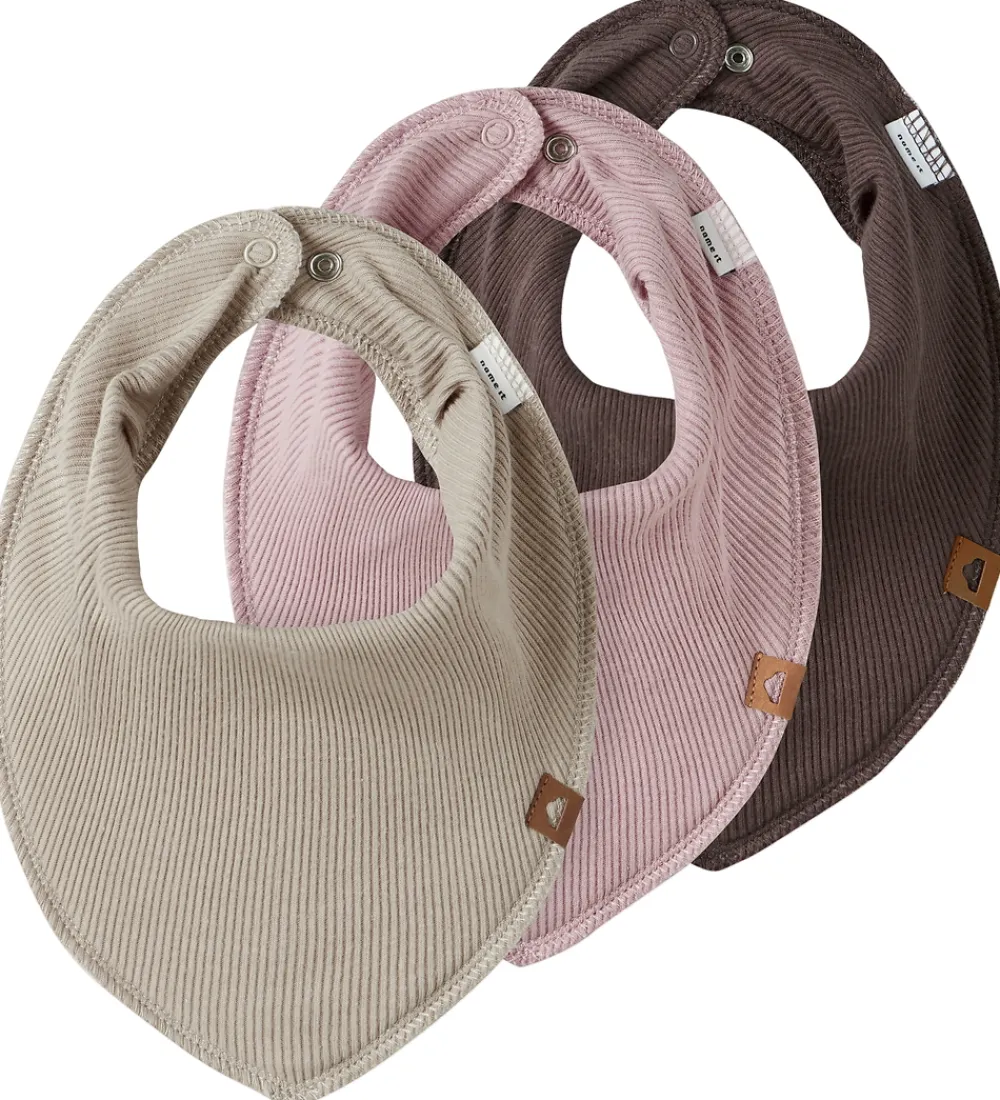 Name It Savlesmække>Savlesmække - 3-pak - Rib - NbfYvette - Rosa/Beige/Brun