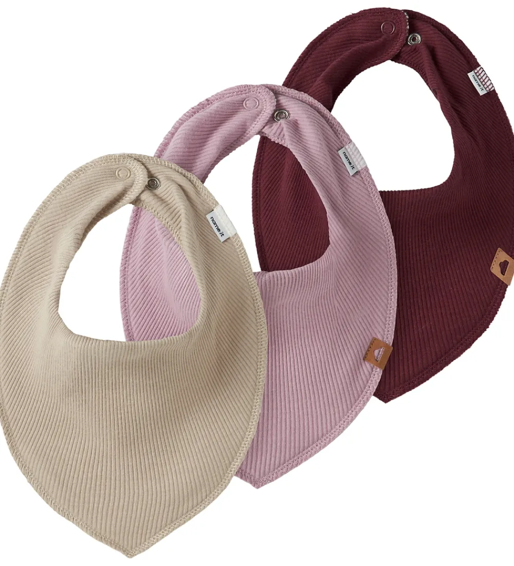 Name It Spisetid|Savlesmække>Savlsmække - Rib - NbfYvette - 3-pak - Cement/Keepsake L