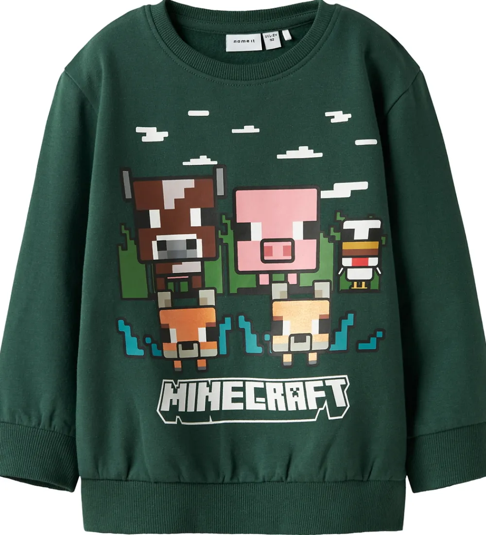 Børn Name It Sweatshirts|Sweatshirt - Minecraft - NmmNell - Bistro Green