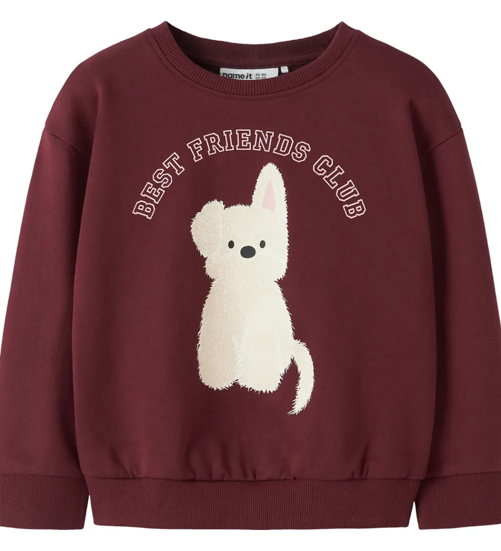 Børn Name It Sweatshirts|Sweatshirt - NmfViloui - Burgundy/ Best Friend Club