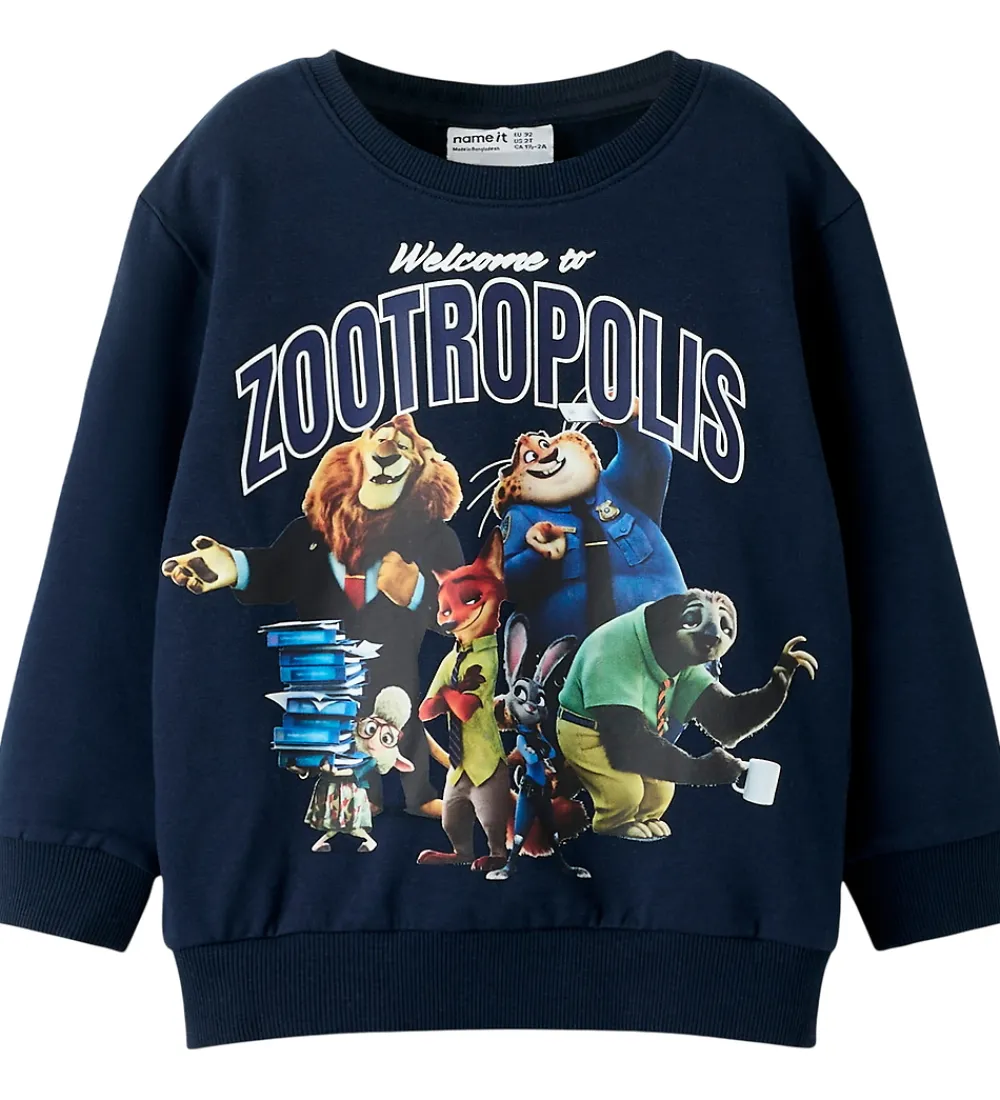 Børn Name It Drengetøj|Sweatshirts|Sweatshirt - NmmNoel - Zootropolis - Navy Blazer