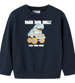 Børn Name It Sweatshirts|Sweatshirt - Nmmvildar - Navy Blazer/Dino Car
