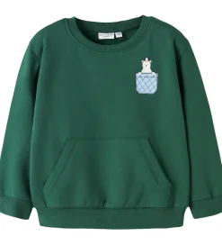 Børn Name It Sweatshirts>Sweatshirt - NmmVugo - Bistro Green/Pocket Bear