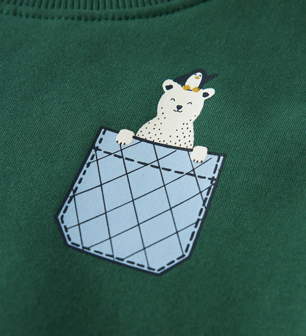 Børn Name It Sweatshirts>Sweatshirt - NmmVugo - Bistro Green/Pocket Bear