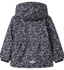 Børn Name It Vinterjakker|Vinterjakke - NmfSnow05 - Dark Sapphire m. Blomster