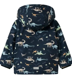 Børn Name It Vinterjakker|Vinterjakke - NmmSnow05 - Dark Sapphire m. Dinoer