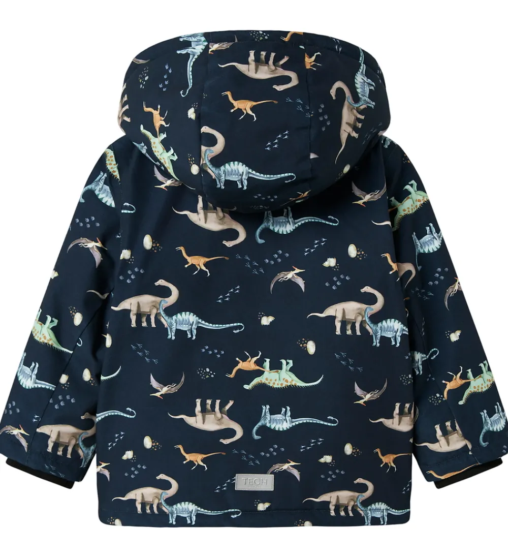 Børn Name It Vinterjakker|Vinterjakke - NmmSnow05 - Dark Sapphire m. Dinoer