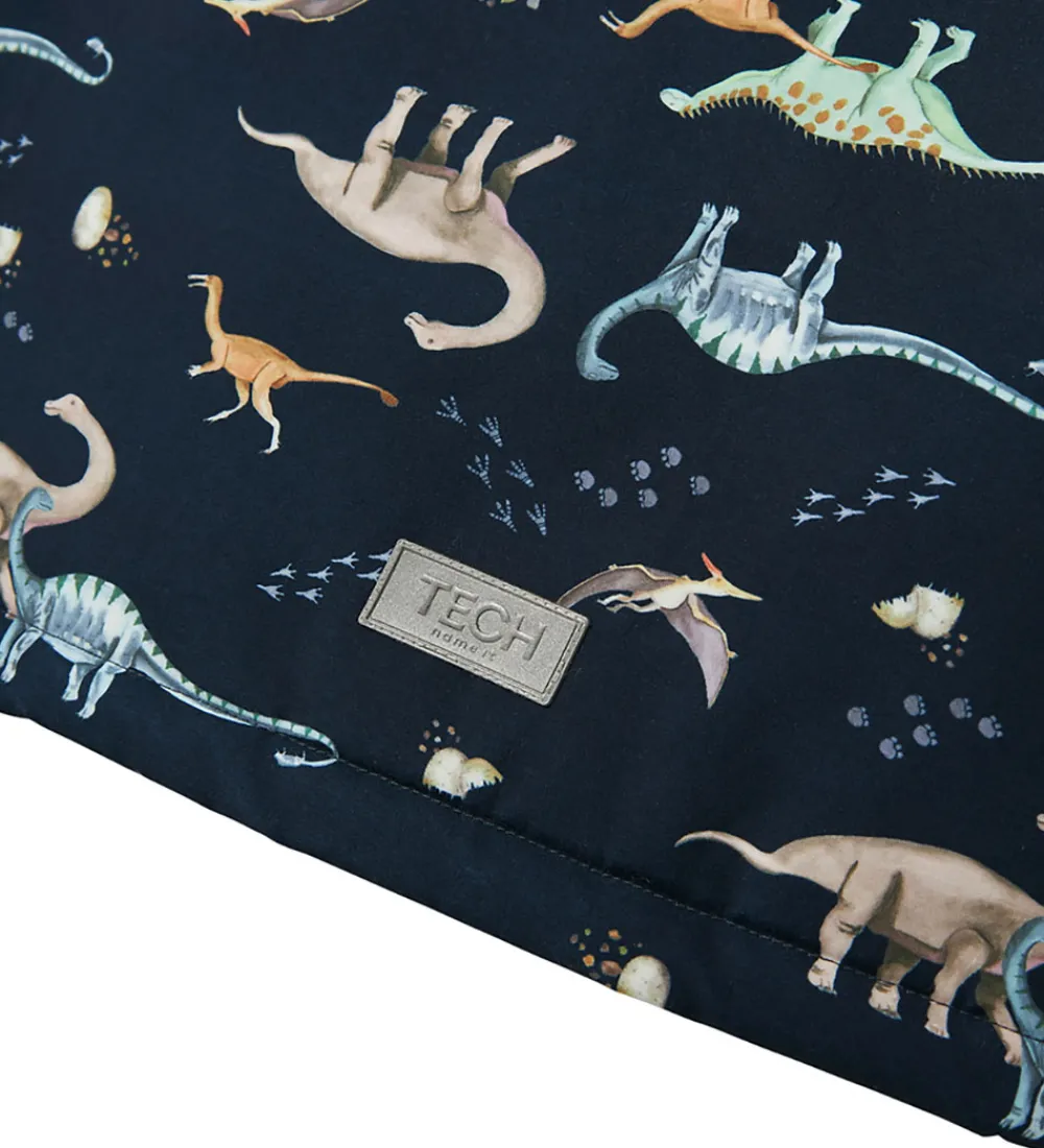 Børn Name It Vinterjakker|Vinterjakke - NmmSnow05 - Dark Sapphire m. Dinoer