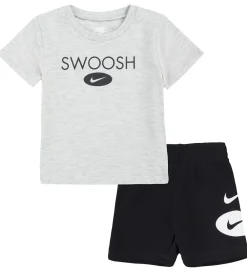 Nike Gymnastiktøj|Shortssæt - T-shirt/Shorts - Swoosh - Sort/Grå