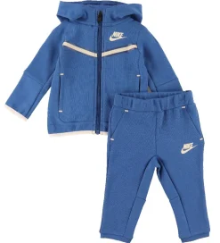 Nike Gymnastiktøj|Træningssæt - Cardigan/Bukser - Blocked - Marina Blue