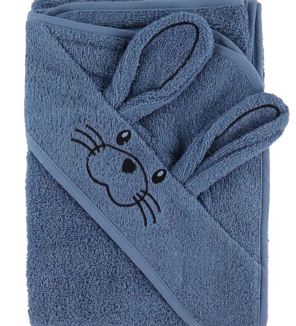 Nørgaard Madsens Håndklæder|Håndklæder>Babyhåndklæde m. Kaninører - 100x100 cm - Denim