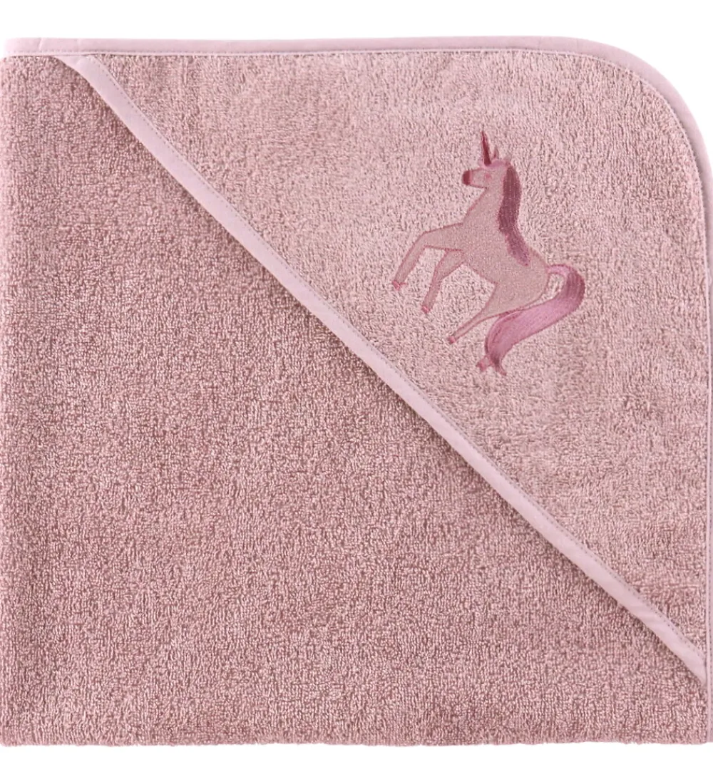 Nørgaard Madsens Babyhåndklæde- Og Poncho|Håndklæder|Babyhåndklæde - 75x75 cm - Rosa m. Enhjørning