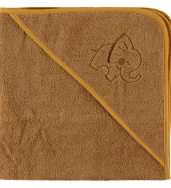 Nørgaard Madsens Babyhåndklæde- Og Poncho|Håndklæder|Babyhåndklæde - 80x80 cm - Karamel m. Elefant