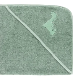 Nørgaard Madsens Babyhåndklæde- Og Poncho|Håndklæder>Babyhåndklæde - 75x75 cm - Dusty Green m. Dino